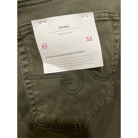 AG Adriano Goldschmied Sulfur Dark Moss Sateen Mid Rise Cigarette Leg Size 32 - Picture 6 of 7